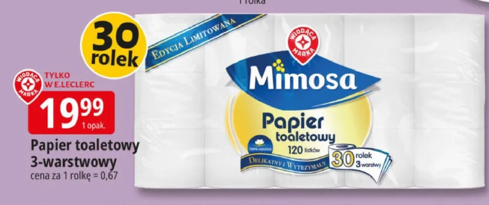 Papier toaletowy 3-warstwowy promocja w Leclerc