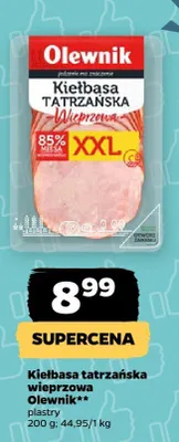 Kiełbasa tatrzańska wieprzowa plastry promocja w Netto