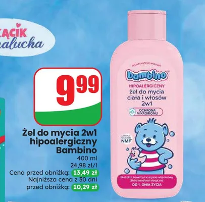 Żel do mycia 2w1 hipoalergiczny Bambino promocja w Dino