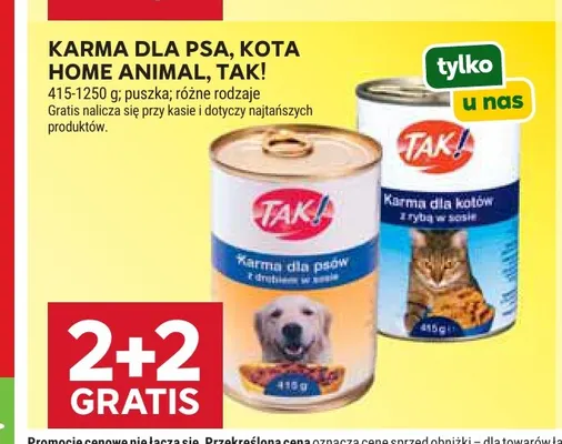 Karma dla psów z drobiem w sosie Tak! promocja w Stokrotka