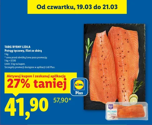 Pstrąg łęczowy filet ze skórą promocja w Lidl