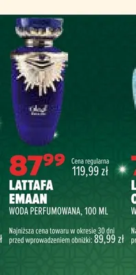 Woda perfumowana Emaan Lattafa promocja w Drogerie Natura