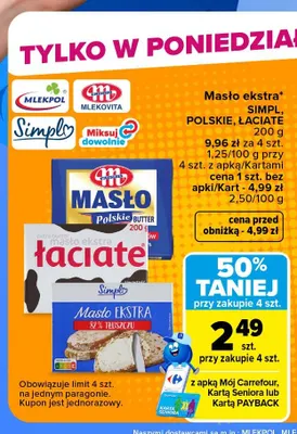 Masło ekstra Simpl promocja w Carrefour Market