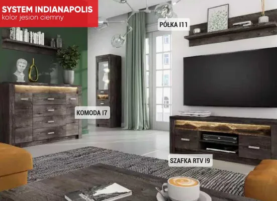 Komoda I7 System Indianapolis kolor jesion ciemny 137x103,5x42cm promocja w Merkury Market