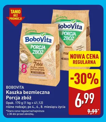 Kaszka bezmleczna Porcja zbóż manna BoboVita promocja w Aldi