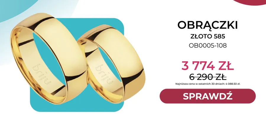 Obrączki złoto 585 OB0005-108 Briju promocja w Briju