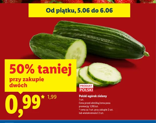 Ogórek zielony polski promocja w Lidl