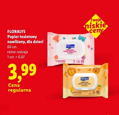 Papier toaletowy nawilżany dla dzieci Floralys promocja w Lidl