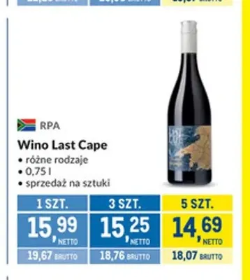 Wino Last Cape promocja w Makro