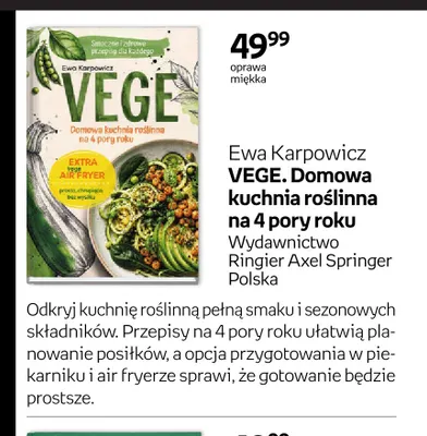 Książka Ewa Karpowicz VEGE. Domowa kuchnia roślinna na 4 pory roku promocja w Empik