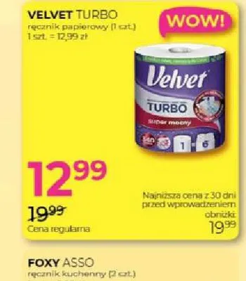 Ręcznik papierowy Velvet Turbo promocja w Drogerie Jawa