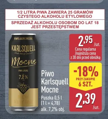Piwo Karlsquell Mocne promocja w Aldi