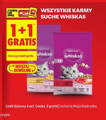 Karma dla kotów sucha Whiskas z kurczakiem promocja w Biedronka