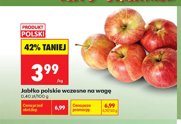 Jabłka polskie wczesne promocja w Biedronka