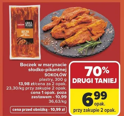 Boczek w marynacie słodko-pikantnej plastry Sokołów Grill House promocja w Carrefour Market