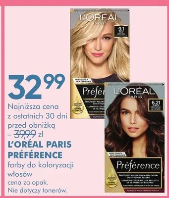 Farby do koloryzacji włosów Préférence promocja w Super-Pharm