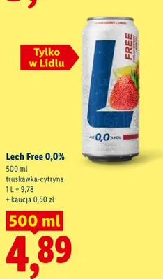 Piwo bezalkoholowe Lech Free 0,0% truskawka-cytryna promocja w Lidl
