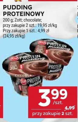 Pudding proteinowy Zott, chocolate promocja w Stokrotka