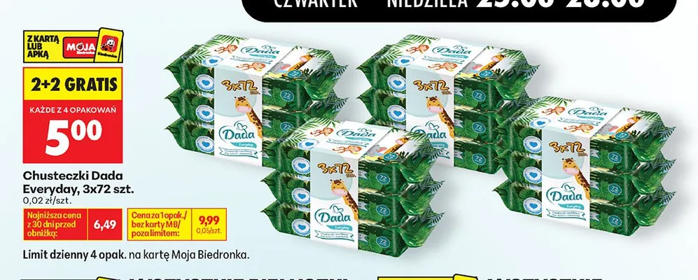 Chusteczki nawilżane Dada Everyday 3-pak 72 szt promocja w Biedronka