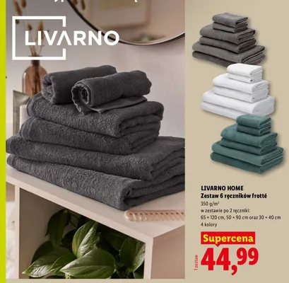 Zestaw 6 ręczników frotte Livarno Home promocja w Lidl