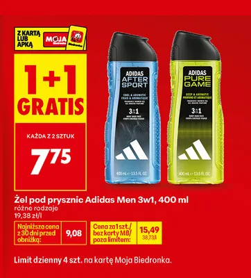 Żel pod prysznic Adidas Men 3w1 Pure Game promocja w Biedronka