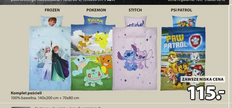 Komplet pościeli Pokemon 140x200cm + 70x80cm promocja w Jysk