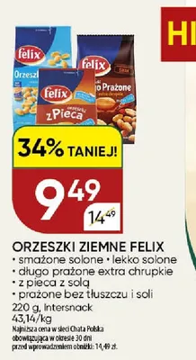 Orzeszki ziemne Felix prażone bez tłuszczu i soli promocja w Chata Polska