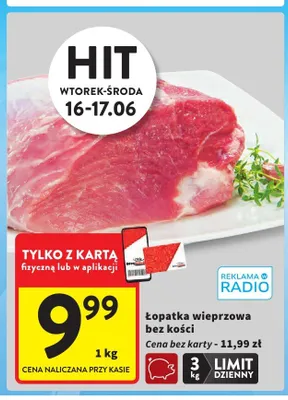 Łopatka wieprzowa bez kości promocja w Intermarche