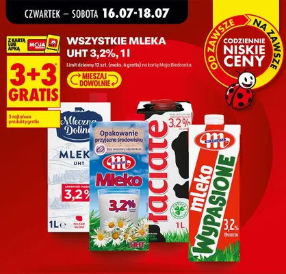 Mleka UHT 3,2% 1 l promocja w Biedronka