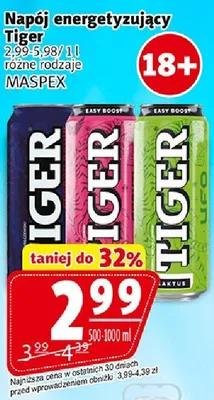 Napój energetyzujący Tiger różne rodzaje promocja w Prim Market