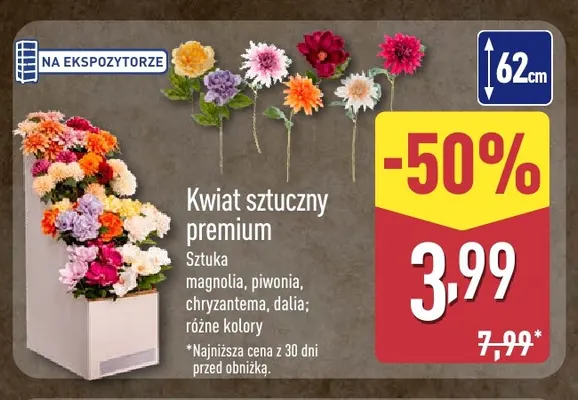 Kwiat sztuczny premium chryzantema 62 cm promocja w Aldi