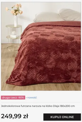 Jednokolorowa futrzana narzuta na łóżko Dlaja 180x200 cm home & you promocja w home&you