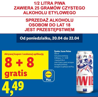 Piwo Żywiec Jasne Pełne promocja w Lidl