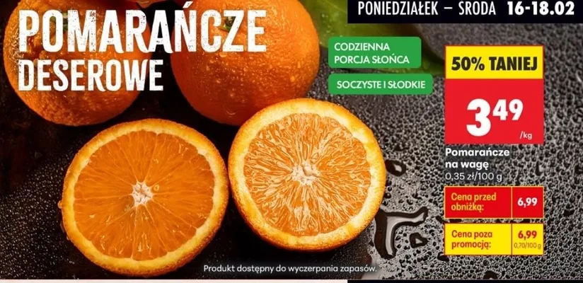 Pomarańcze na wagę promocja w Biedronka