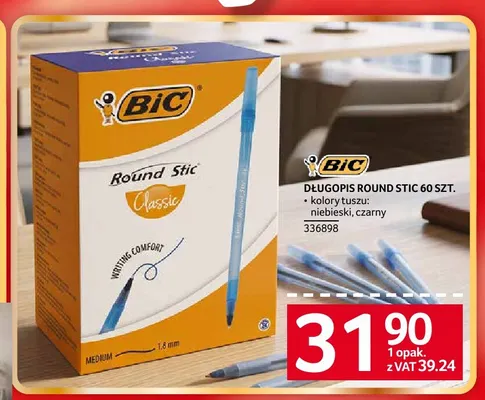 Długopis Round Stic 60-pak Bic promocja w Selgros