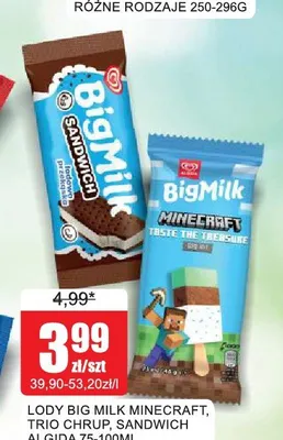 Lody Algida Big Milk Trio Chrup promocja w Bingo