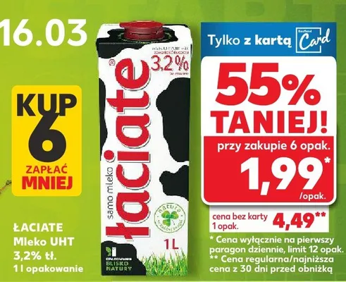 Mleko UHT 3,2% tł. promocja w Kaufland
