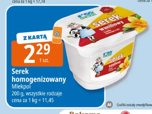 Serek homogenizowany Mlekpol promocja w Leclerc