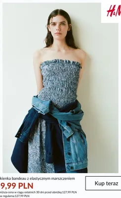 Sukienka bandeau z elastycznym marszczeniem H&M promocja w H&M