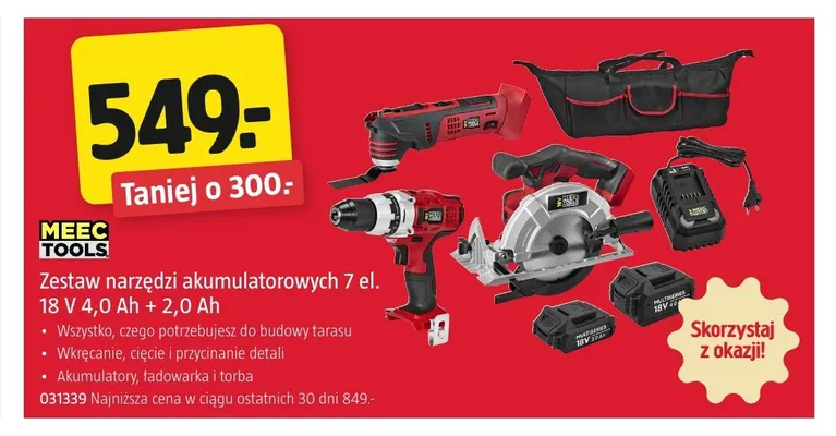Zestaw narzędzi akumulatorowych Meec Tools promocja w Jula