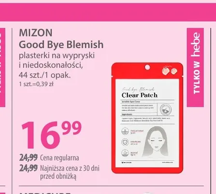 Good Bye Blemish plasterki na wypryski i niedoskonałości Mizon promocja w Hebe
