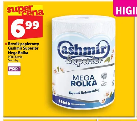 Ręcznik papierowy Cashmir Superior Mega Rolka promocja w TOPAZ