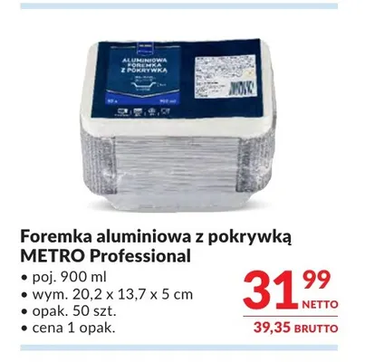 Foremka aluminiowa z pokrywką METRO Professional 900 ml promocja w Makro