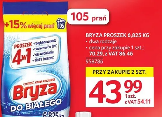 Proszek do prania Bryza 6,825 kg promocja w Selgros