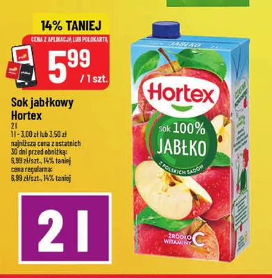 Sok jabłkowy 100% Hortex promocja w POLOmarket