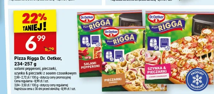 Pizza Rigga Szynka & Pieczarki z sosem czosnkowym Dr. Oetker promocja w Twój Market