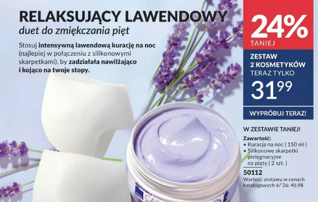 Zestaw 2 kosmetyków kuracja na noc 150ml i silikonowe skarpetki 2szt. promocja w AVON