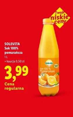 Sok 100% pomarańcza Solevita promocja w Lidl