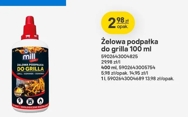 Żelowa podpałka do grilla Mill Fire 5902643004825 promocja w Castorama