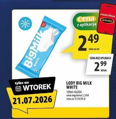 Lody Big Milk White promocja w Arhelan